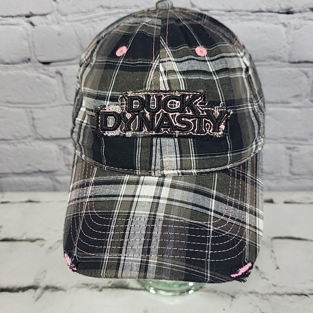 Duck‎ Dynasty Hat Ladies Fit One Size Plaid Distressed Adjustable Ball Cap